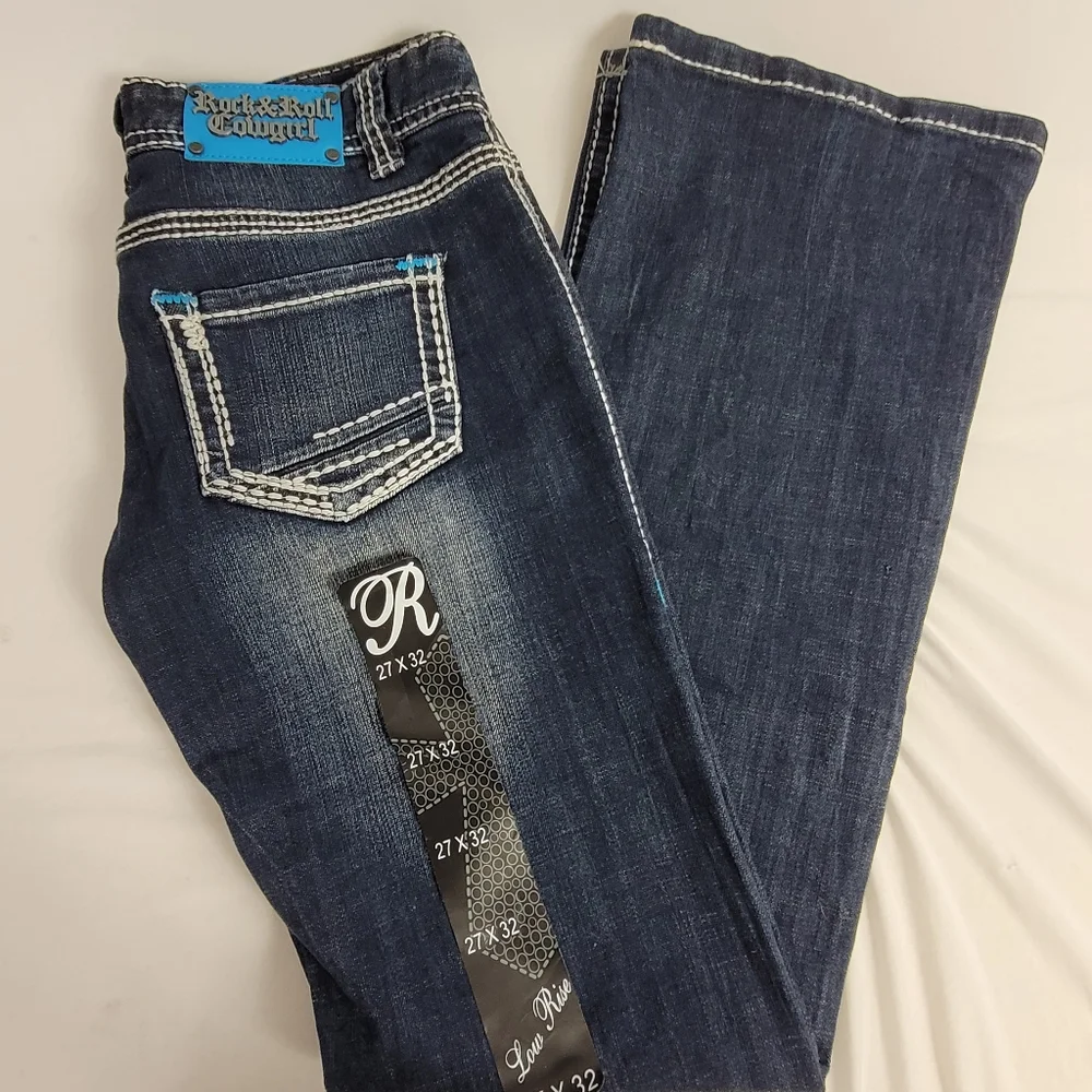 Nwt Rock And Roll Cowgirl Low Rise Bootcut Jeans Size 27 × 32